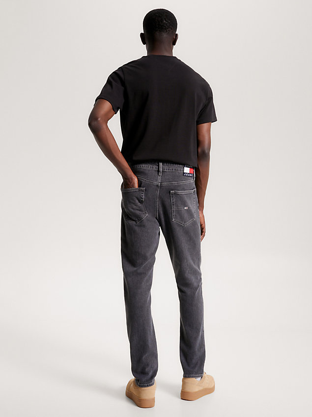 denim austin zwarte slim tapered jeans met fading voor heren - tommy jeans
