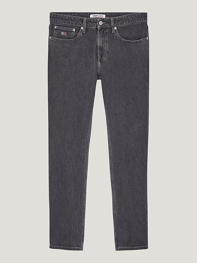 denim austin zwarte slim tapered jeans met fading voor heren - tommy jeans