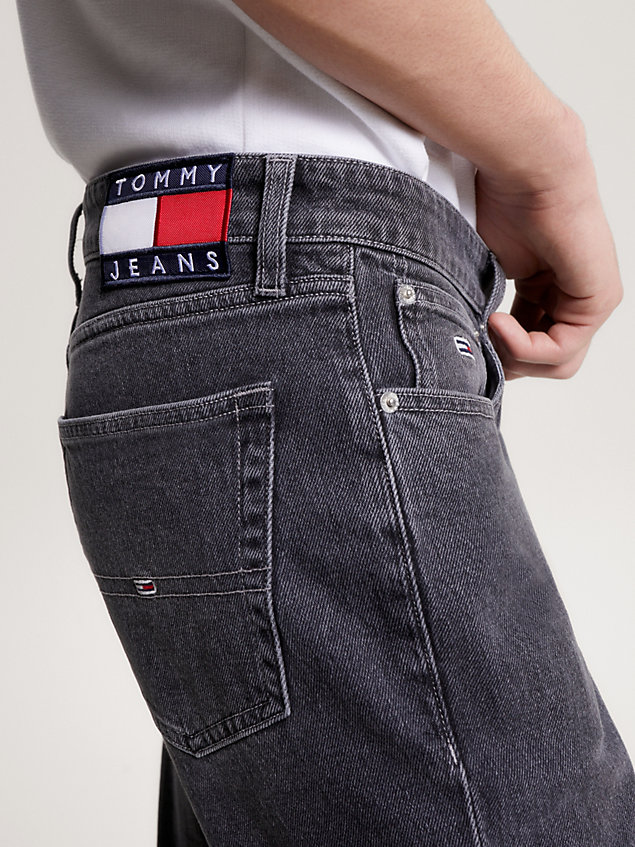 denim ryan zwarte straight jeans met fading voor heren - tommy jeans