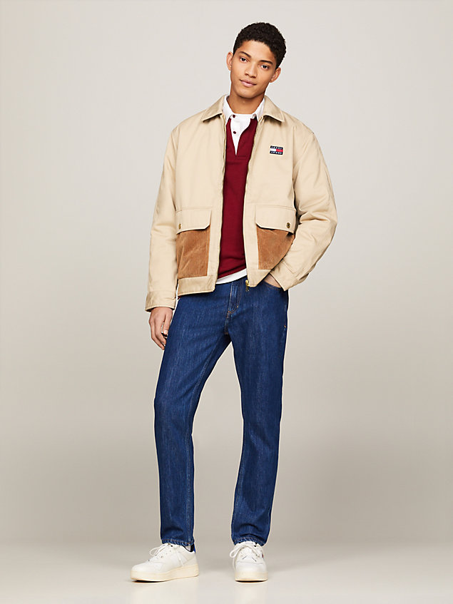 giacca imbottita con tasche a contrasto beige da uomo tommy jeans