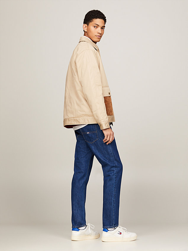 beige padded contrast pocket workwear jacket for men tommy jeans