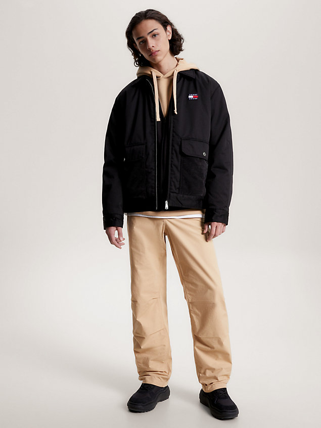 black padded contrast pocket workwear jacket for men tommy jeans