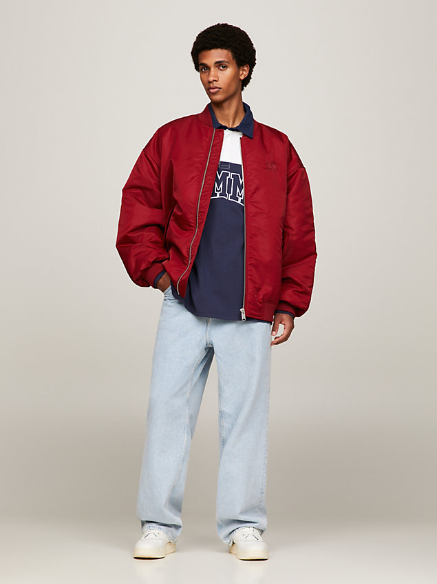 red wattierte oversized fit bomberjacke für herren - tommy jeans
