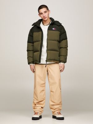 Green Jacket Colour-Blocked Tommy Alaska Puffer | | Hilfiger