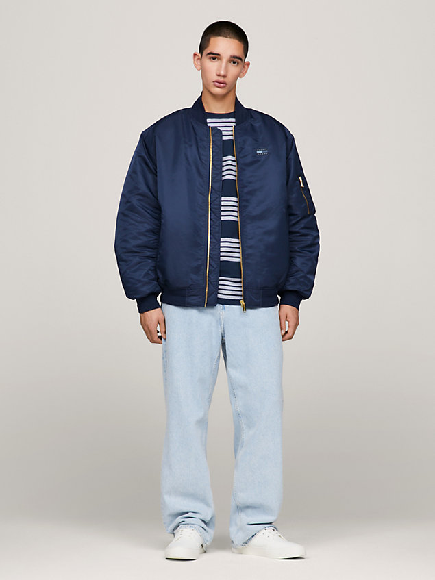 blue essential relaxed padded bomber jacket for men tommy jeans