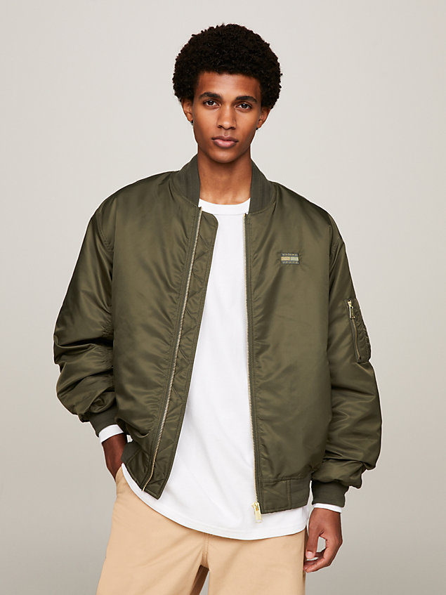 bomber essential relaxed fit imbottito green da uomo tommy jeans