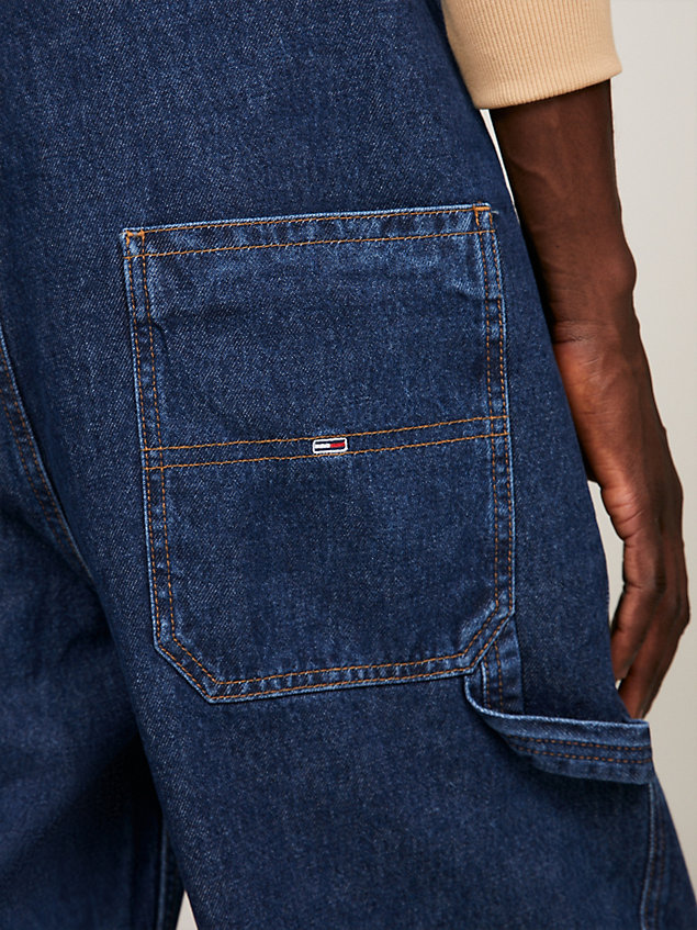 salopette aiden utilitaire en denim denim pour hommes tommy jeans