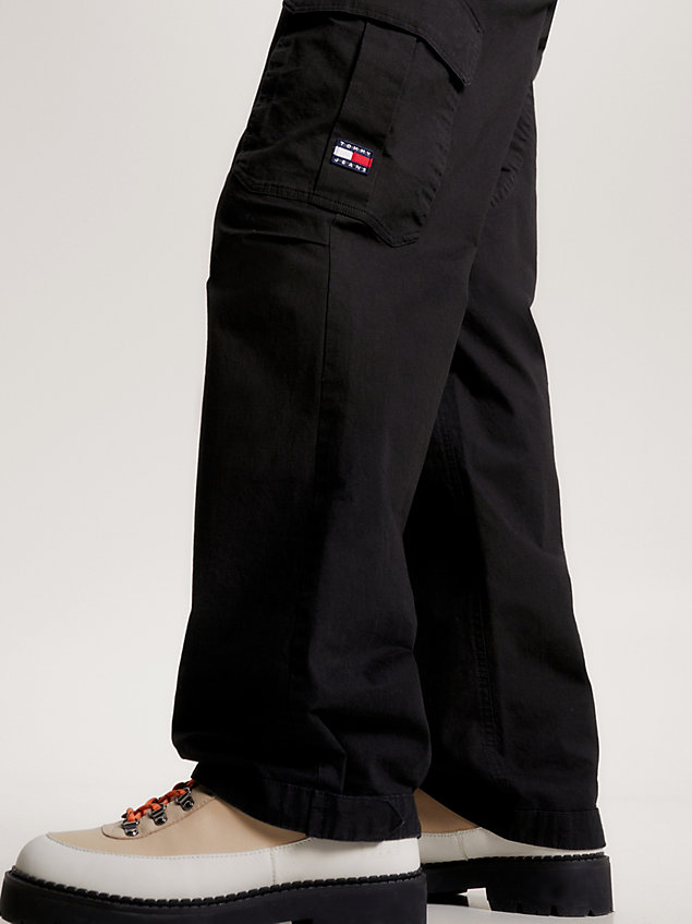 black aiden baggy fit cargo trousers for men tommy jeans