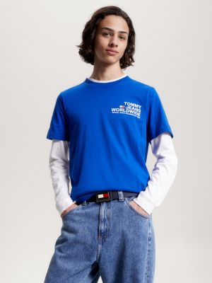 Crew Neck Logo T-Shirt | Blue | Tommy Hilfiger