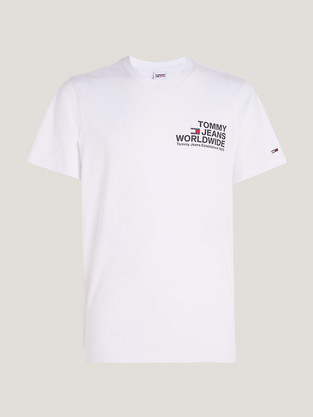 white crew neck logo t-shirt for men tommy jeans