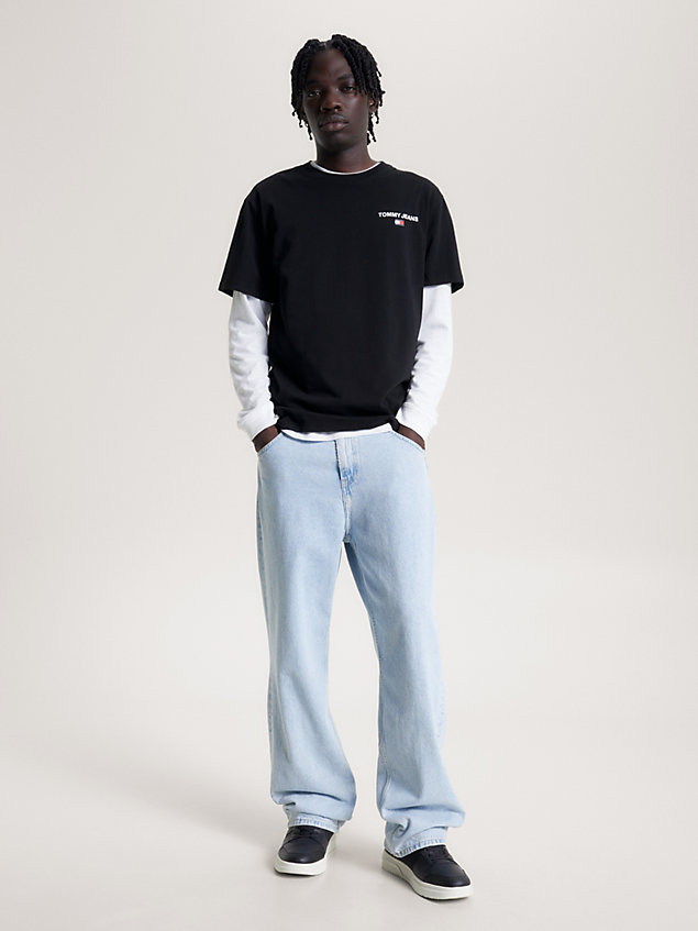 camiseta con logo trasero y corte clásico black de hombre tommy jeans