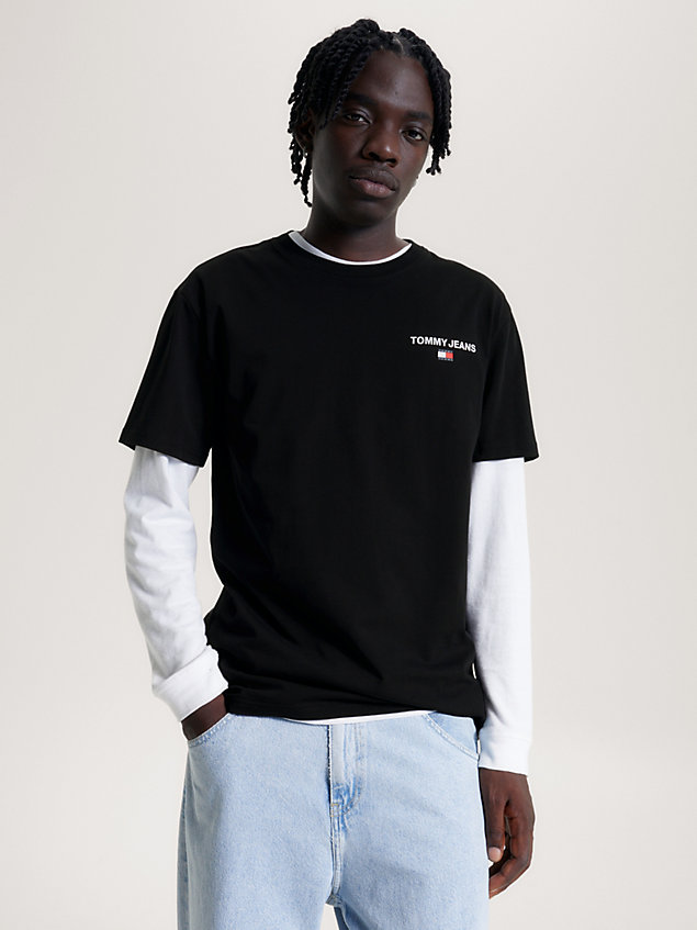camiseta con logo trasero y corte clásico black de hombre tommy jeans