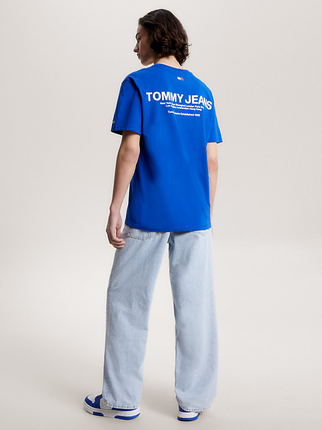 blue classic fit t-shirt met logo voor heren - tommy jeans