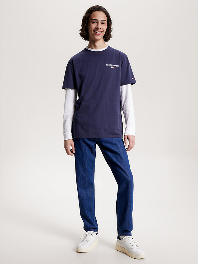 camiseta con logo trasero y corte clásico blue de hombre tommy jeans