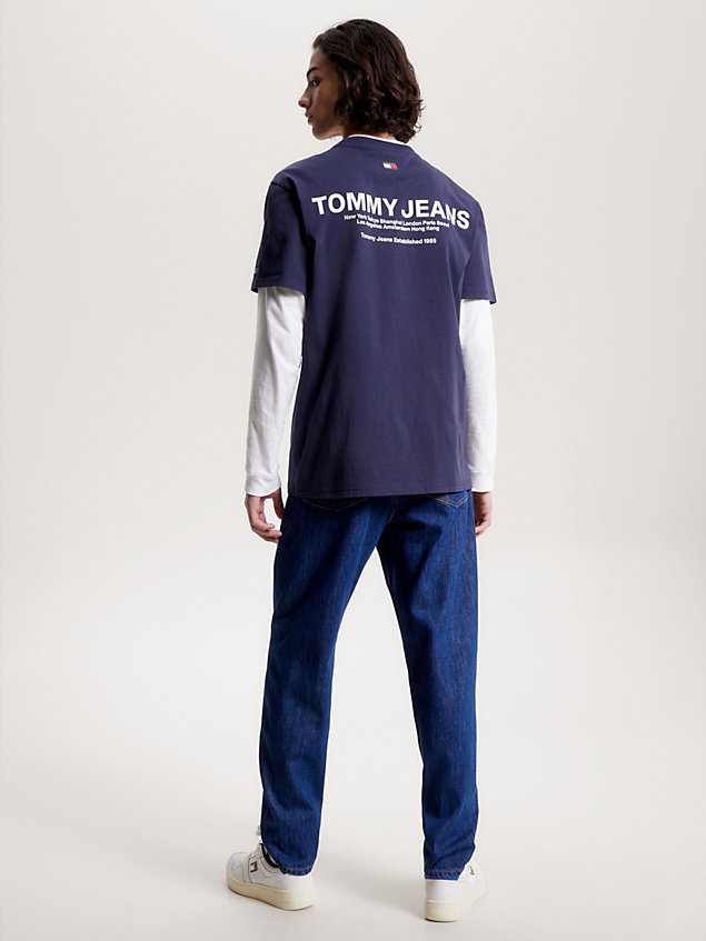 camiseta con logo trasero y corte clásico blue de hombre tommy jeans