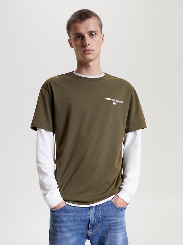 green classic fit t-shirt met logo voor heren - tommy jeans