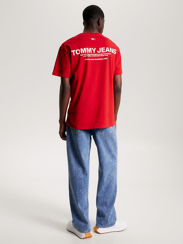 red classic fit t-shirt met logo voor heren - tommy jeans