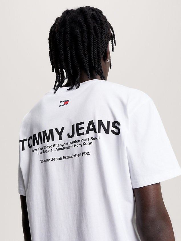 t-shirt classic fit con logo sul retro white da uomo tommy jeans
