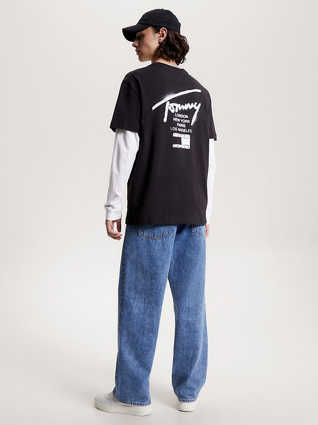 t-shirt classic fit con logo sul retro black da uomo tommy jeans
