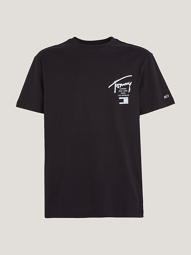 black classic fit t-shirt met logo op de achterkant voor heren - tommy jeans