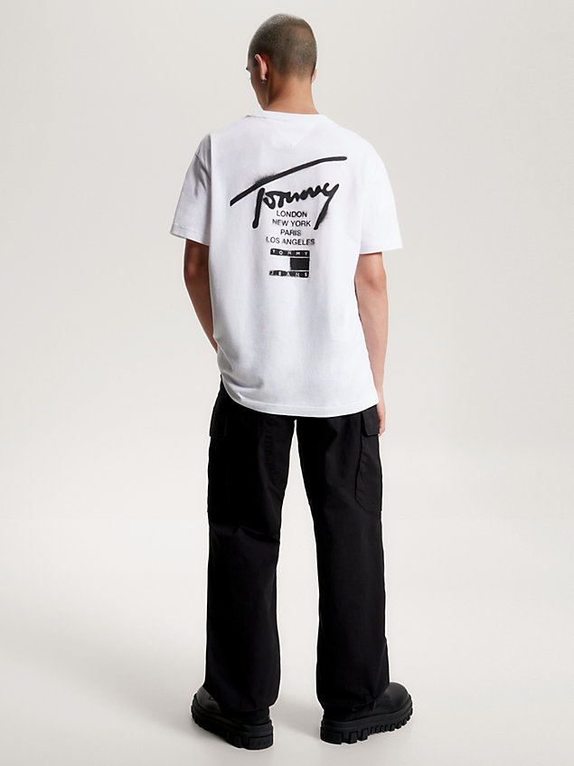 white classic fit t-shirt mit rücken-logo für herren - tommy jeans