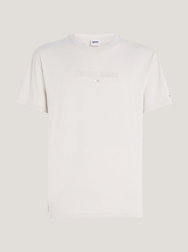 beige tonal logo classic fit t-shirt for men tommy jeans