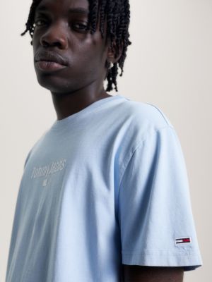 camiseta con logo tonal y corte clásico blue de hombre tommy jeans