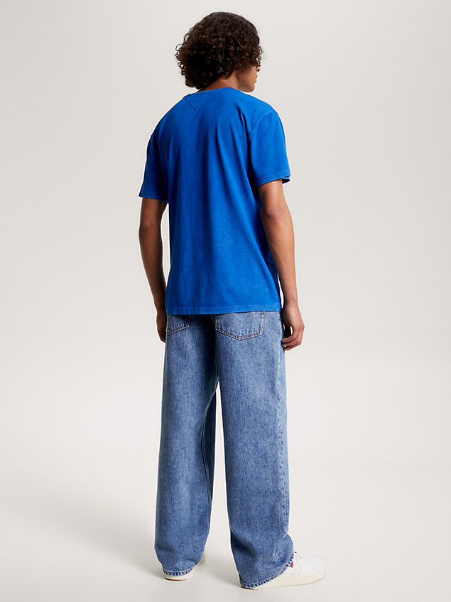 camiseta con logo tonal y corte clásico blue de hombre tommy jeans