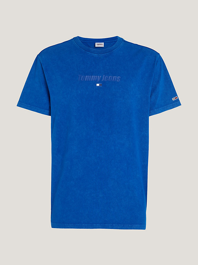 camiseta con logo tonal y corte clásico blue de hombre tommy jeans