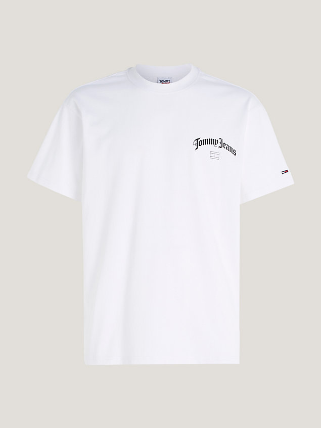 white relaxed fit t-shirt met logo voor heren - tommy jeans