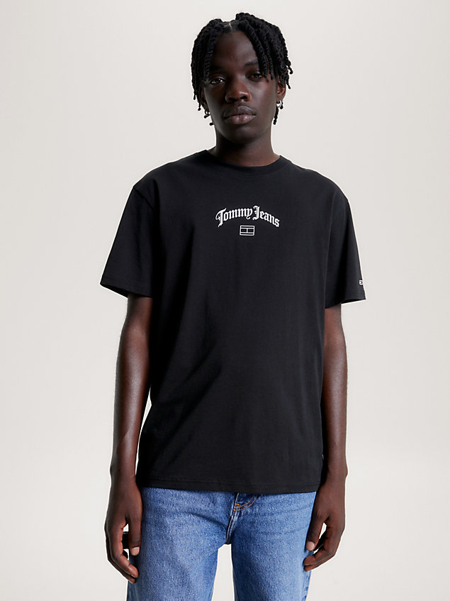 camiseta con logo y corte clásico black de hombre tommy jeans