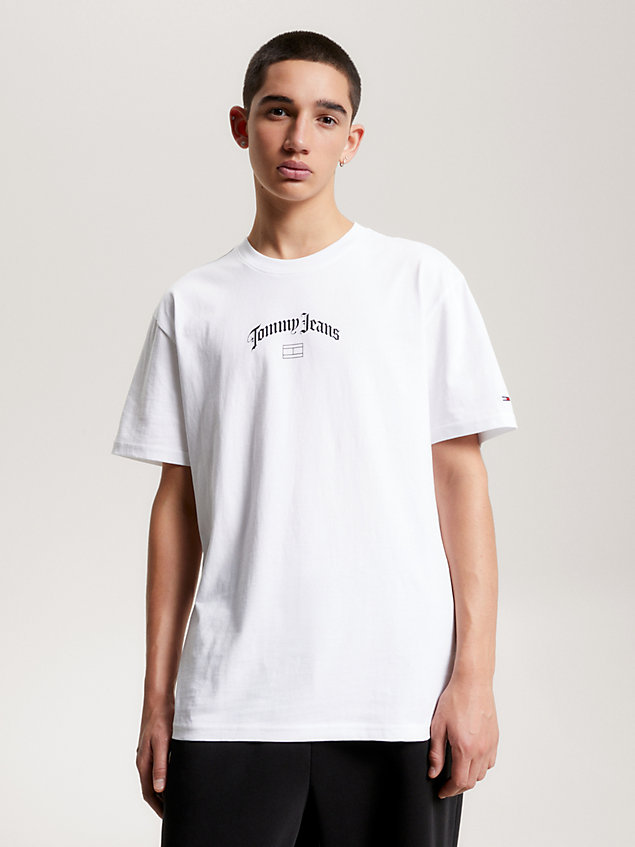 white logo classic fit t-shirt for men tommy jeans