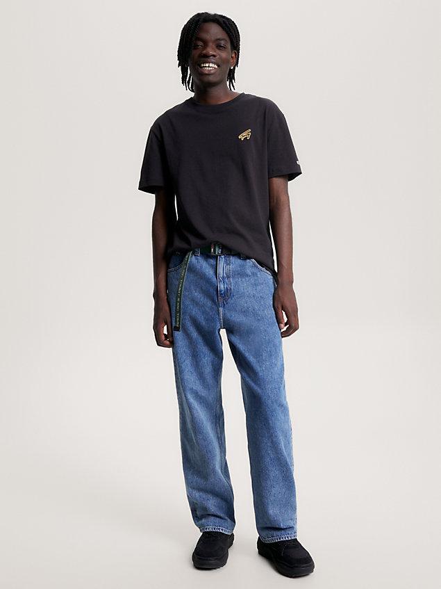 t-shirt signature classic fit con logo black da uomo tommy jeans