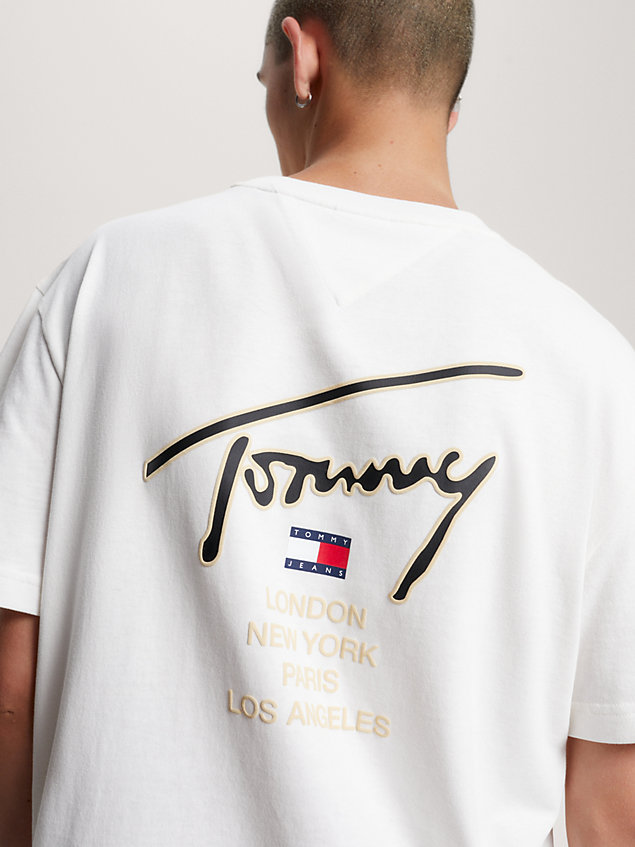 t-shirt classique à logo signature white pour hommes tommy jeans