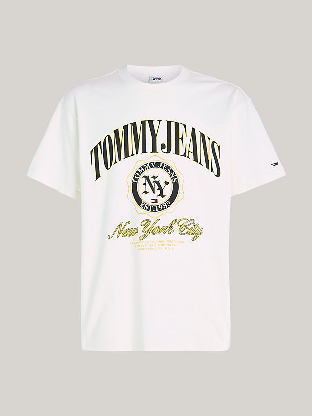 white varsity logo relaxed fit t-shirt for men tommy jeans