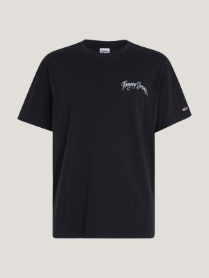 black new york skyline back logo t-shirt for men tommy jeans