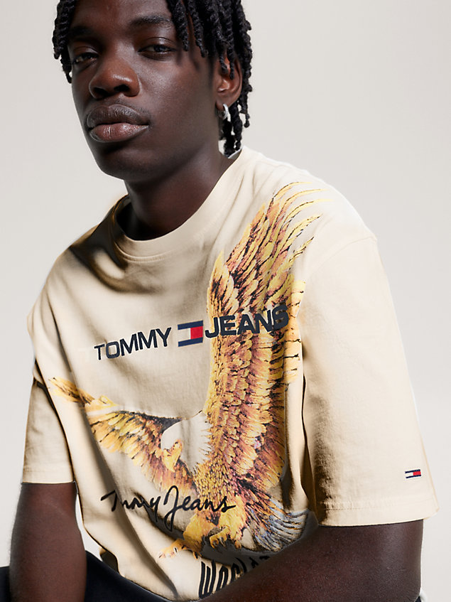 white eagle print oversized fit t-shirt for men tommy jeans