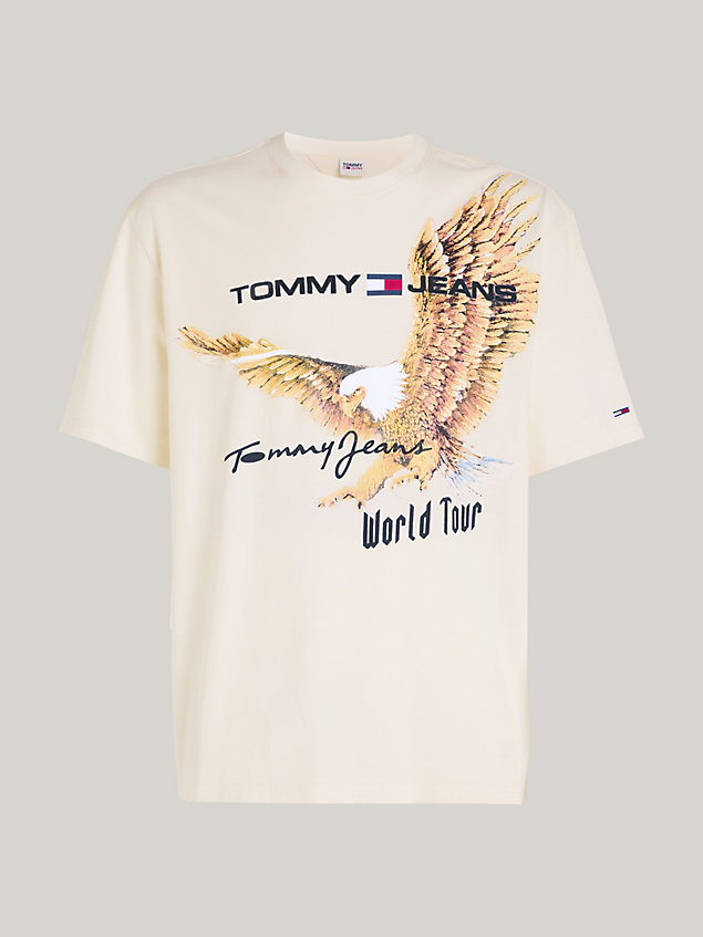 white eagle print oversized fit t-shirt for men tommy jeans