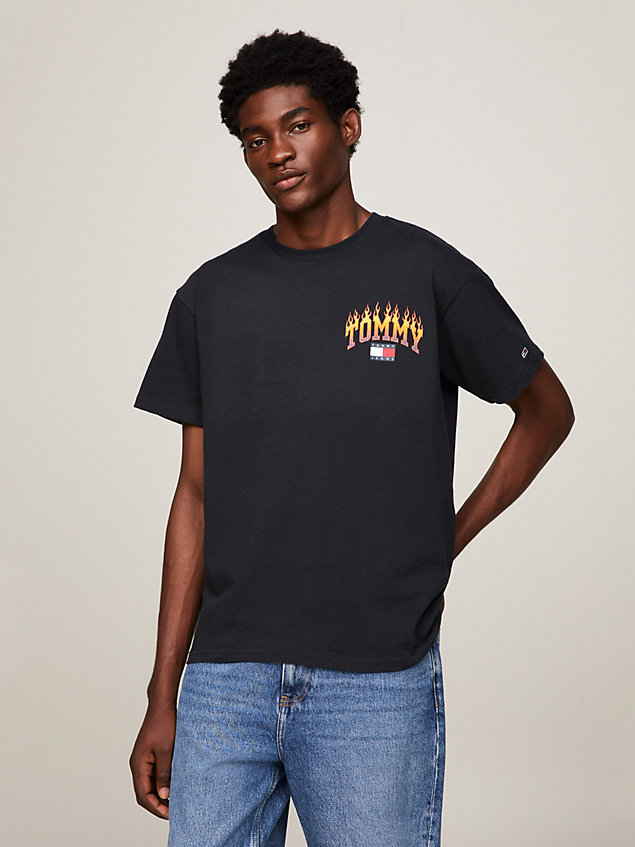 black flame logo relaxed fit t-shirt for men tommy jeans