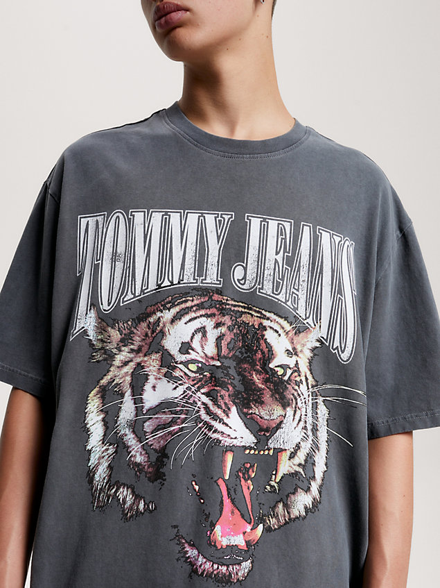 grey tiger logo oversized fit t-shirt for men tommy jeans