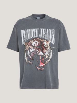 grey tiger logo oversized fit t-shirt for men tommy jeans