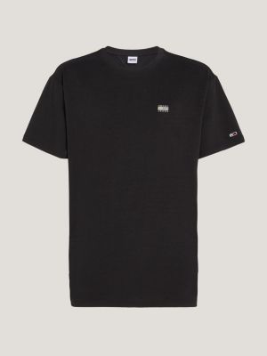 Black Essential Relaxed Crew Neck Tee, Men's Tops