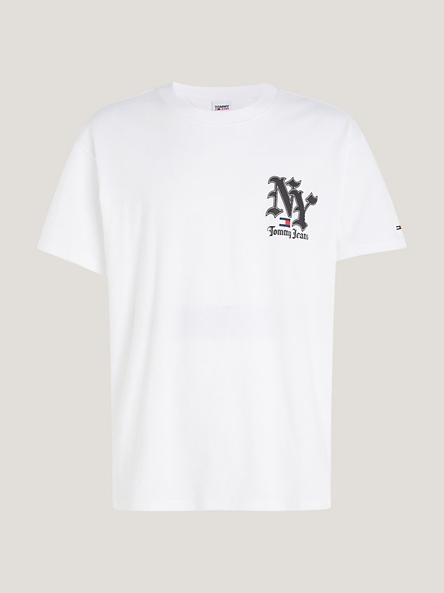 white new york logo classic fit t-shirt for men tommy jeans