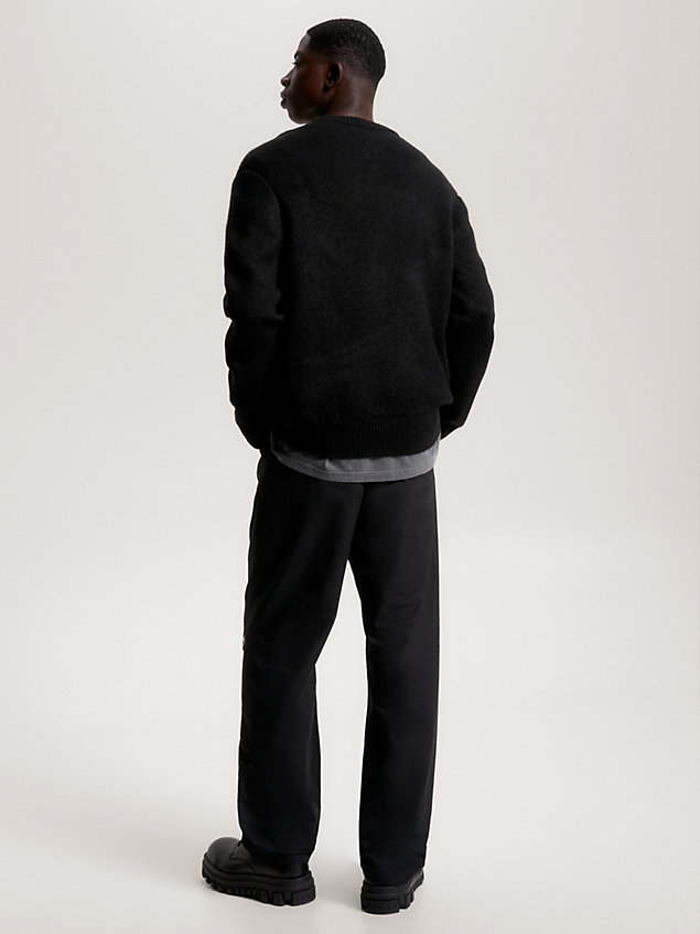 pullover relaxed fit con logo e fiamme black da uomo tommy jeans