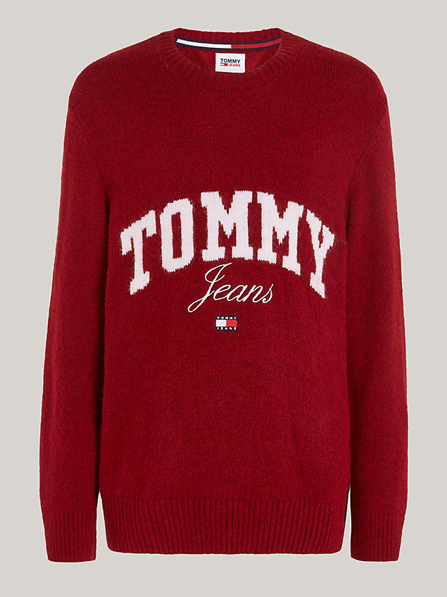 red varsity relaxed fit trui met logo voor heren - tommy jeans
