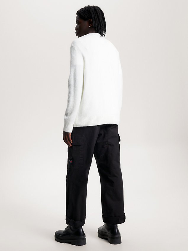 white relaxed fit pullover mit varsity-logo für herren - tommy jeans