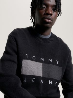 black tonal flag badge relaxed jumper for men tommy jeans