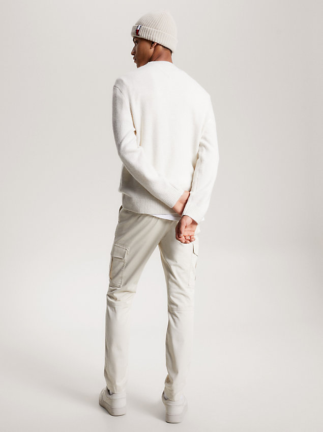 pullover essential con logo new york beige da uomo tommy jeans