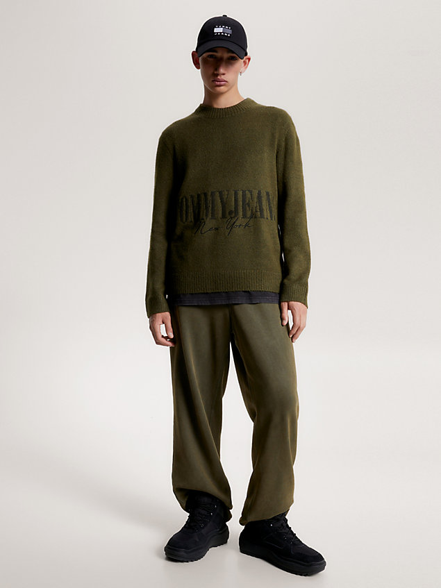 green essential tonal new york logo jumper for men tommy jeans