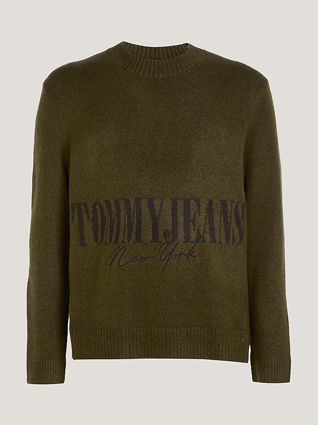 green essential trui met ton-sur-ton new york-logo voor heren - tommy jeans